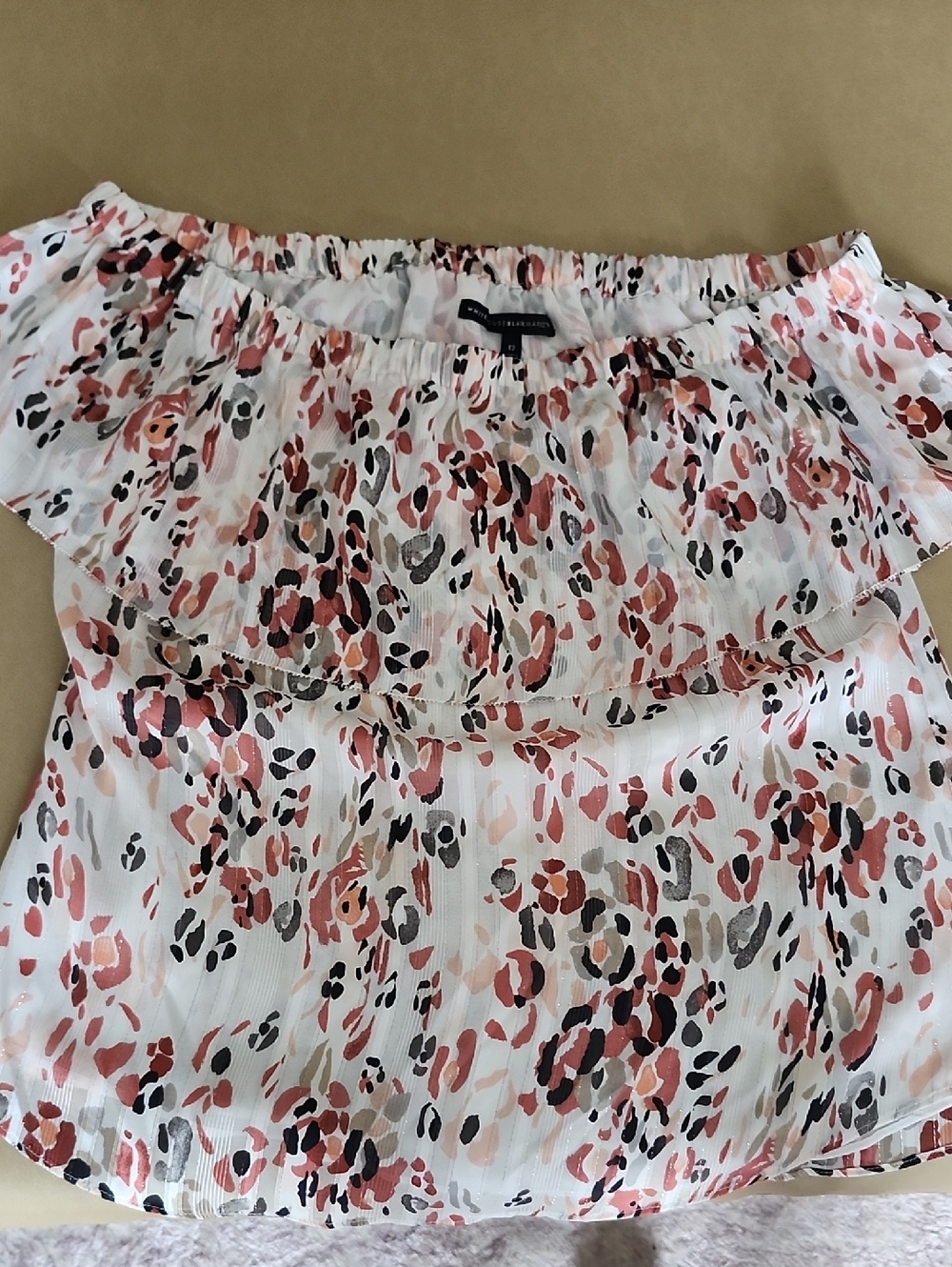 White House Black Market White Multicolor Off-Shoulder Blouse